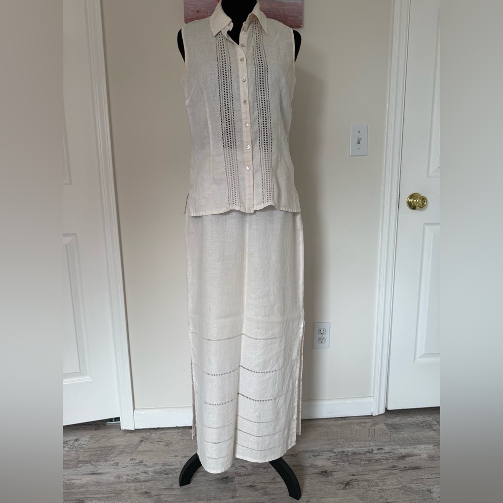 Linen Cream Skirt Set by Kaliko